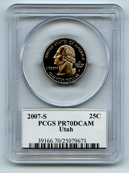 2007 S 25C Clad Utah Quarter PCGS PR70DCAM