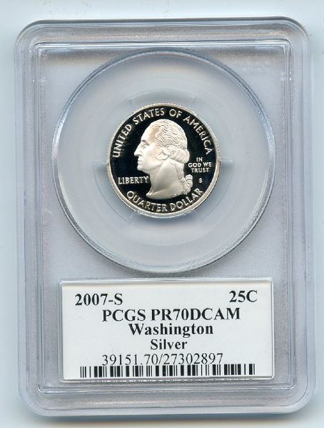 2007 S 25C Silver Washington Quarter PCGS PR70DCAM