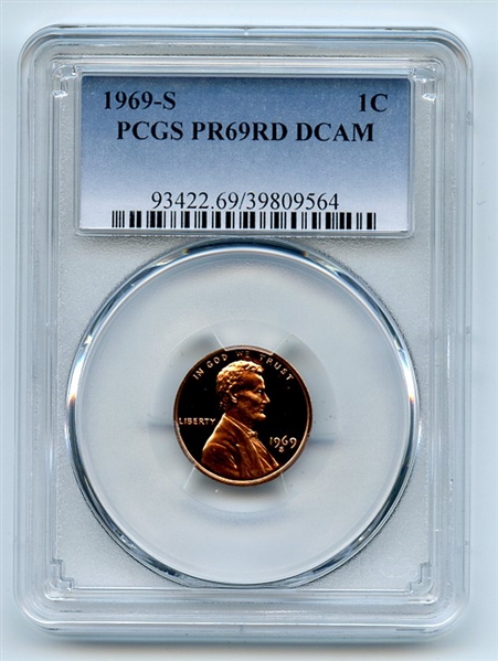 1969 S 1C Lincoln Cent PCGS PR69DCAM