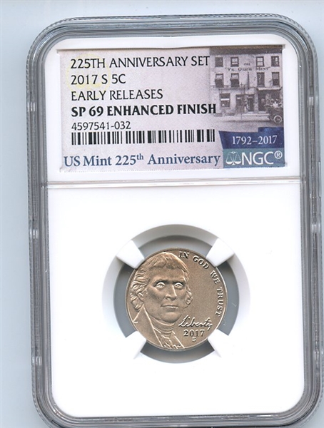 2017 S 5C Jefferson Nickel Enhanced NGC SP69 Early Releases