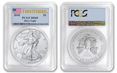 2018 $1 American Silver Eagle Dollar PCGS MS69 First Strike