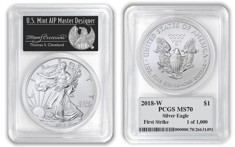 2018 $1 American Silver Eagle PCGS MS70 FS Thomas Cleveland 1 of 1000 Freedom