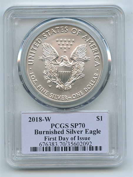 2018 W $1 American Burnished Silver Eagle PCGS SP70 FDOI Thomas Cleveland Native