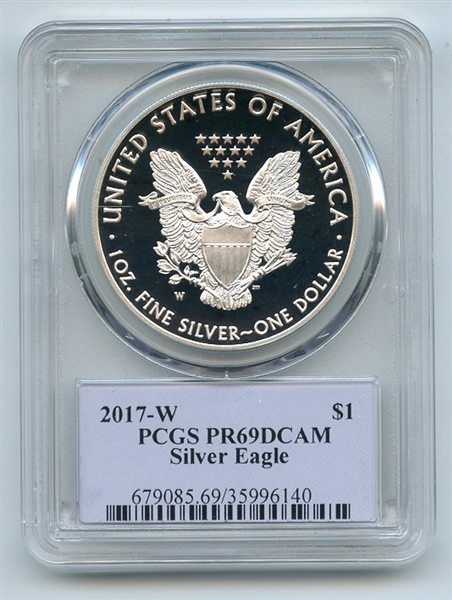 2017 W $1 Proof American Silver Eagle 1oz PCGS PR69DCAM Thomas Cleveland Native