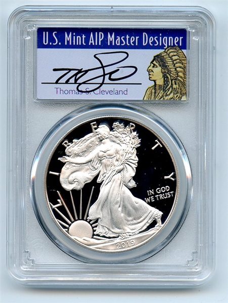 2019 W $1 Proof American Silver Eagle 1oz PCGS PR70DCAM Thomas Cleveland Native