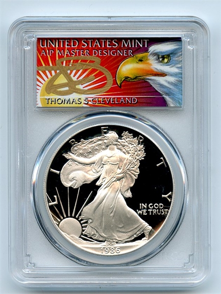 1986 S $1 Proof American Silver Eagle 1oz PCGS PR69DCAM Thomas Cleveland Eagle