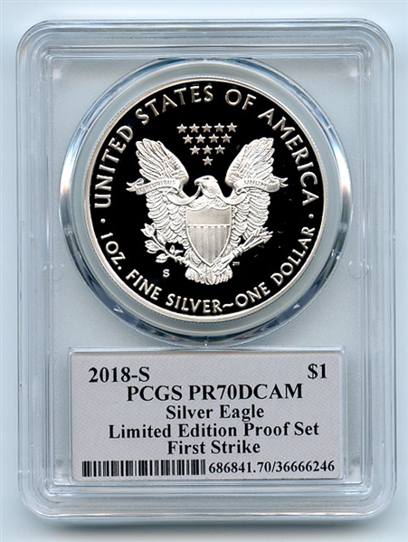 2018 S $1 Proof Silver Eagle PCGS RP70DCAM FS Limited Thomas Cleveland Freedom