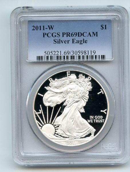 2011 W $1 Proof American Silver Eagle 1oz PCGS PR69DCAM