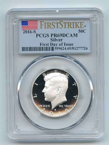 2016 S 50C Silver Kennedy Half Dollar PCGS PR69DCAM First Day of Issue