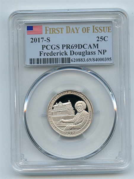 2017 S 25C Clad Frederick Douglass Quarter PCGS PR69DCAM First Day of Issue