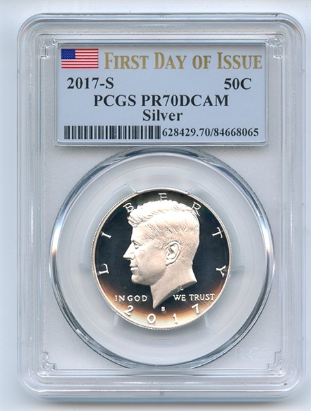2017 S 50C Silver Kennedy Half Dollar PCGS PR70DCAM First Day of Issue