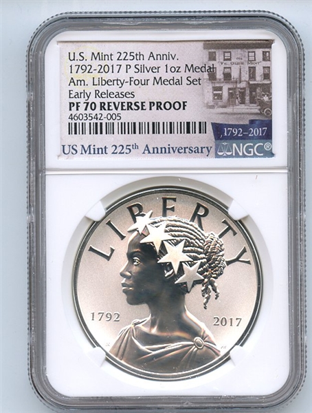 2017 P Silver American Liberty Medal NGC PF70 Reverse Proof Early Releases