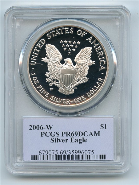 2006 W $1 Proof American Silver Eagle 1oz PCGS PR69DCAM Thomas Cleveland Native
