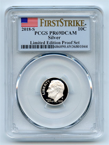 2018 S 10C Silver Roosevelt Dime PCGS PR69DCAM First Strike Limited Edition