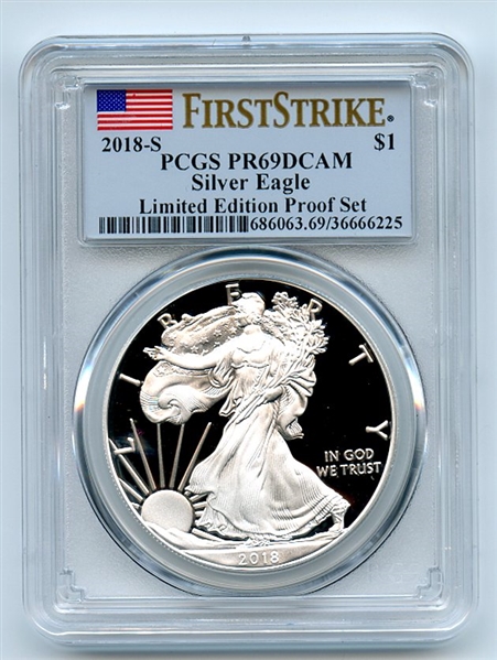 2018 S $1 Proof Silver Eagle 1 oz PCGS PR69DCAM First Strike Limited Edition