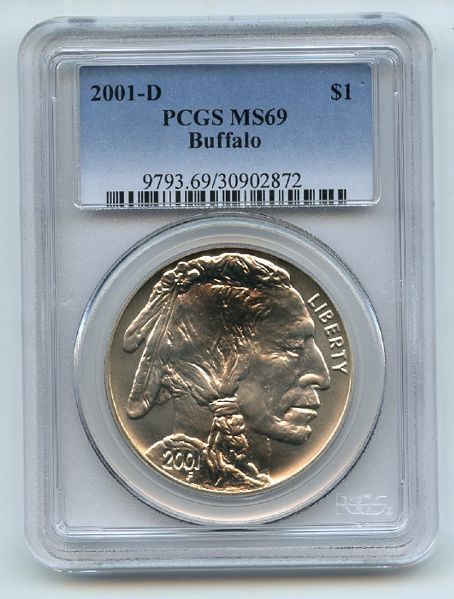 2001 D $1 Buffalo Silver Commemorative Dollar PCGS MS69