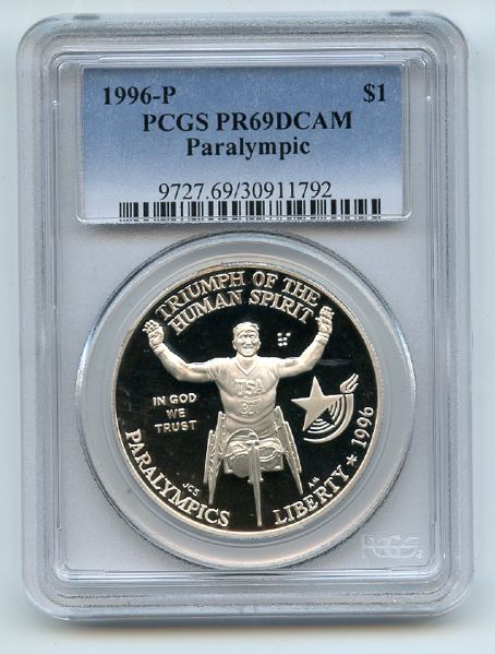 1996 P $1 Wheelchair Athlete Silver Commemorative Dollar PCGS PR69DCAM