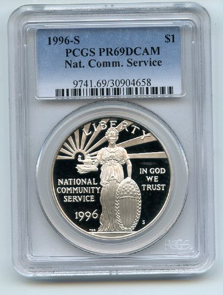 1996 S $1 Community Service Silver Commemorative Dollar PCGS PR69DCAM