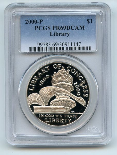2000 P $1 Library of Congress Silver Commemorative Dollar PCGS PR69DCAM