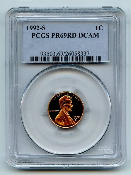 1992 S 1C Lincoln Cent Proof PCGS PR69DCAM