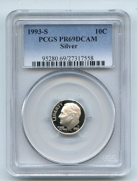 1993 S 10C Silver Roosevelt Dime Proof PCGS PR69DCAM