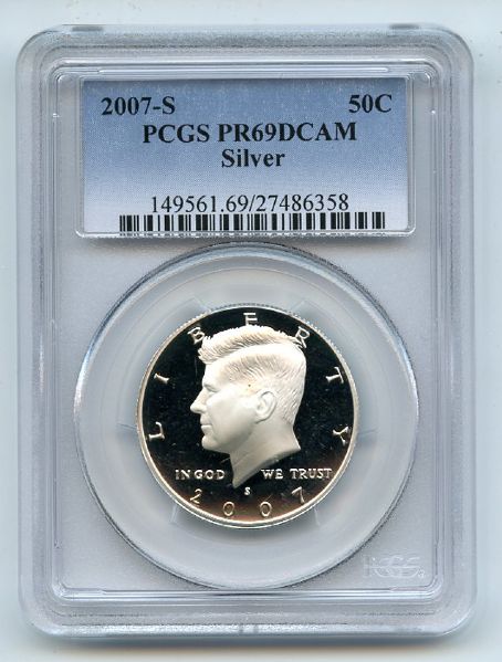 2007 S 50C Silver Kennedy Half Dollar PCGS PR69DCAM