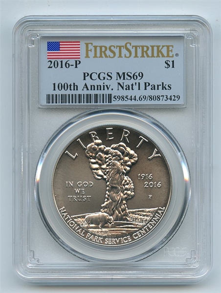 2016 P $1 Silver 100th Anniversary Nat Park Commemorative PCGS MS69 First Strike