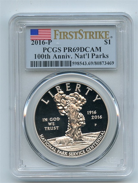 2016 P $1 Silver 100th Anni Nat Parks Commemorative PCGS PR69DCAM First Strike