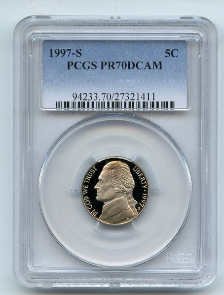 1997 S 5C Jefferson Nickel Proof PCGS PR70DCAM