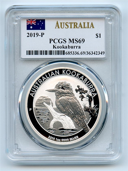 2019 P $1 Australia Silver Kookaburra Dollar PCGS MS69