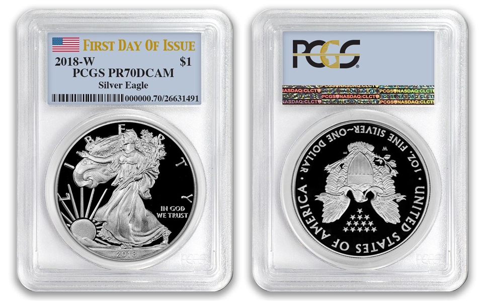 2018 W $1 American Proof Silver Eagle PCGS PR70DCAM First Day of Issue FDOI
