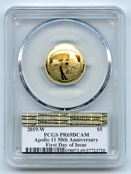 2019 W $5 Gold Apollo 11 50th Anniversary Comemmorative PCGS PR69DCAM FDOI