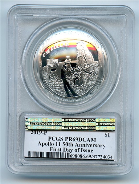 2019 P $1 Apollo 11 50th Anniversary Commemorative Silver PCGS PR69DCAM FDOI
