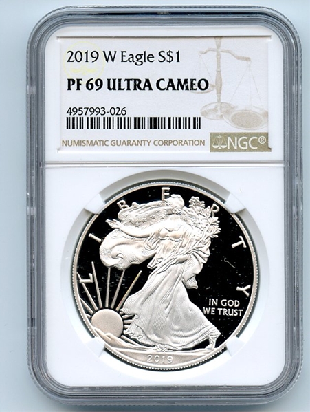 2019 W $1 American Proof Silver Eagle NGC PF69UCAM