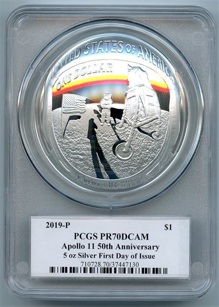 2019 P $1 Apollo 11 5oz Silver Commemorative PCGS PR70DCAM FDOI Fred Haise