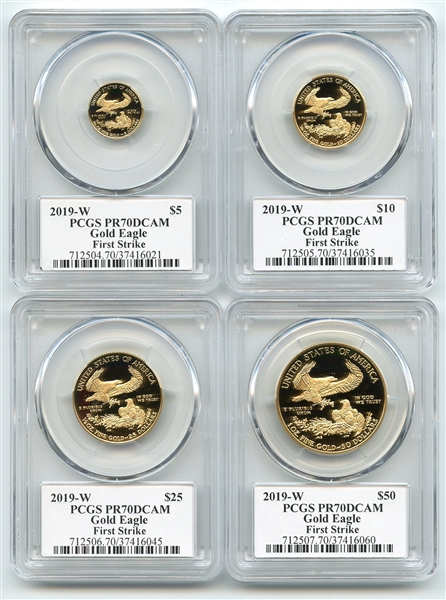 2019 W Proof Gold American Eagle 4pc Set PCGS PR70DCAM First Strike Fred Haise