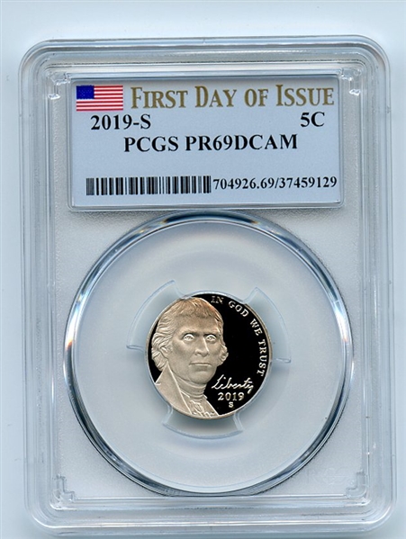 2019 S 5C Jefferson Nickel PCGS PR69DCAM First Day of Issue FDOI
