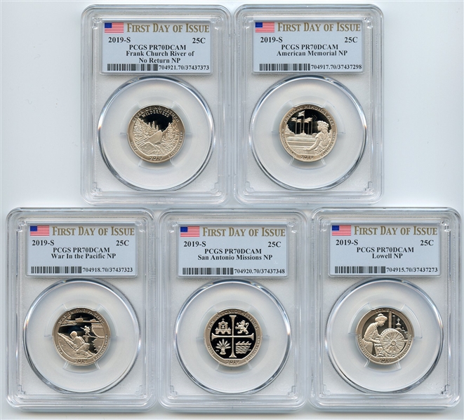 2019 S Clad State National Parks Quarter Set PCGS PR70DCAM First Day of Issue
