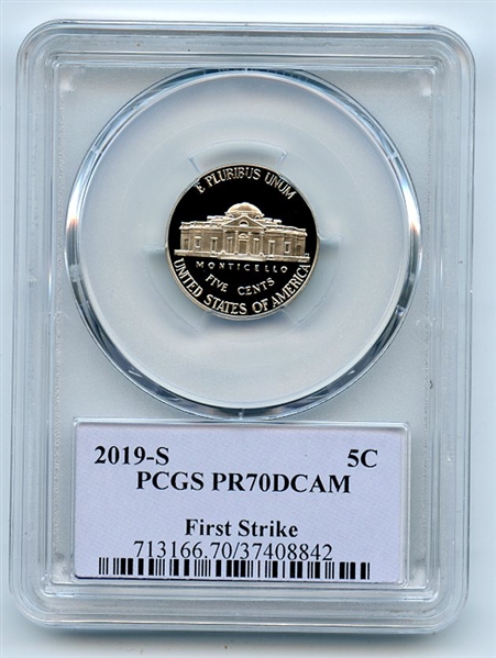 2019 S 5C Jefferson Nickel PCGS PR70DCAM First Strike Thomas Cleveland Native