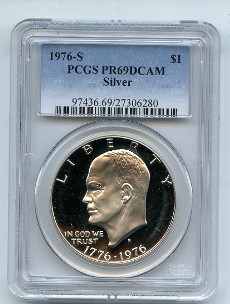1976 S $1 Silver Ike Eisenhower Dollar Proof PCGS PR69DCAM