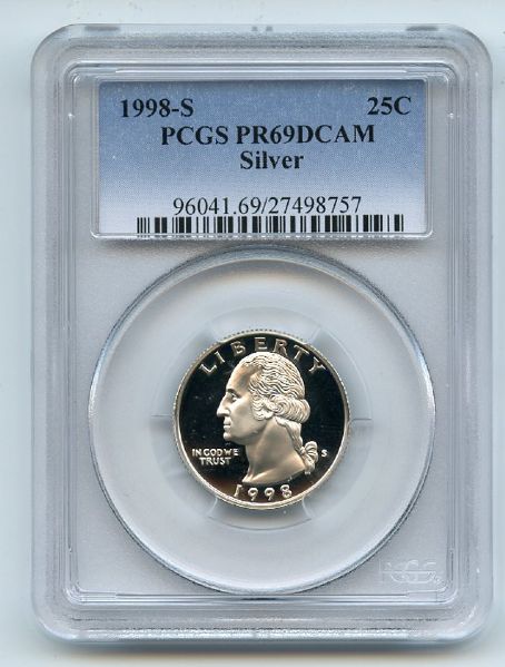 1998 S 25C Silver Washington Quarter Proof PCGS PR69DCAM