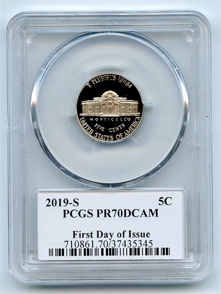 2019 S 5C Jefferson Nickel PCGS PR70DCAM First Day FDOI Thomas Cleveland Arrows