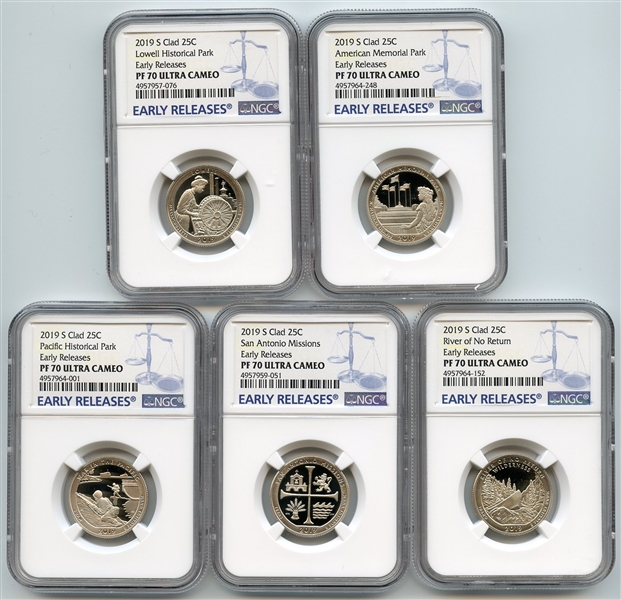2019 S Clad National Parks Quarter Set NGC PF70UCAM Early Releases