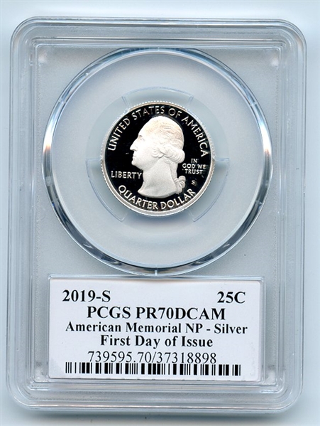 2019 S 25C Silver American Mem Quarter PCGS PR70DCAM FDOI Thomas Cleveland Arrow