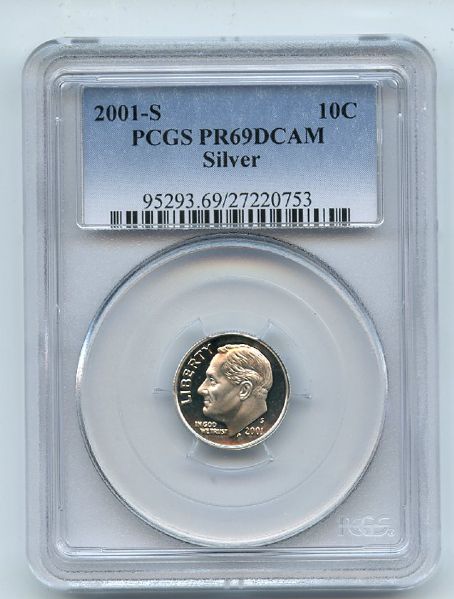 2001 S 10C Silver Roosevelt Dime PCGS PR69DCAM
