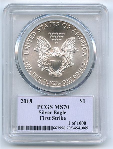 2018 $1 American Silver Eagle PCGS MS70 FS Thomas Cleveland 1 of 1000 Native