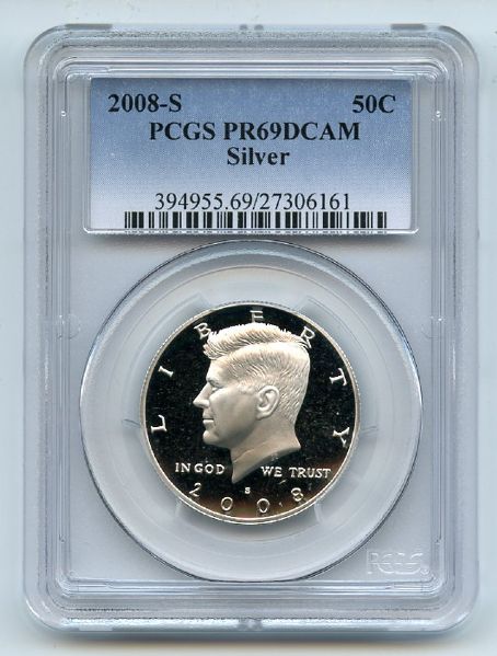 2008 S 50C Silver Kennedy Half Dollar PCGS PR69DCAM