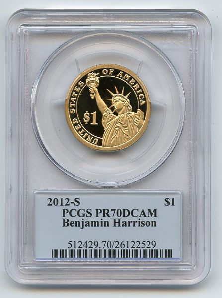 2012 S $1 Benjamin Harrison Dollar PCGS PR70DCAM