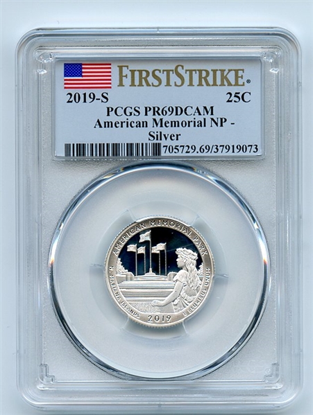 2019 S 25C Silver American Memorial Quarter PCGS PR69DCAM First Strike