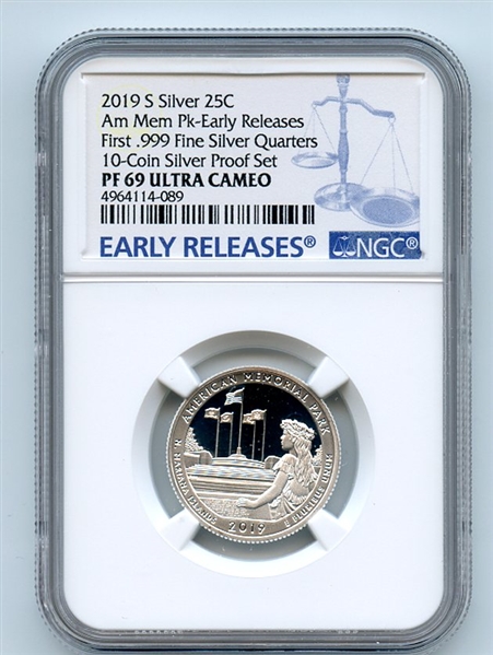 2019 S 25C Silver American Memorial Quarter NGC PF69UCAM Early Releases